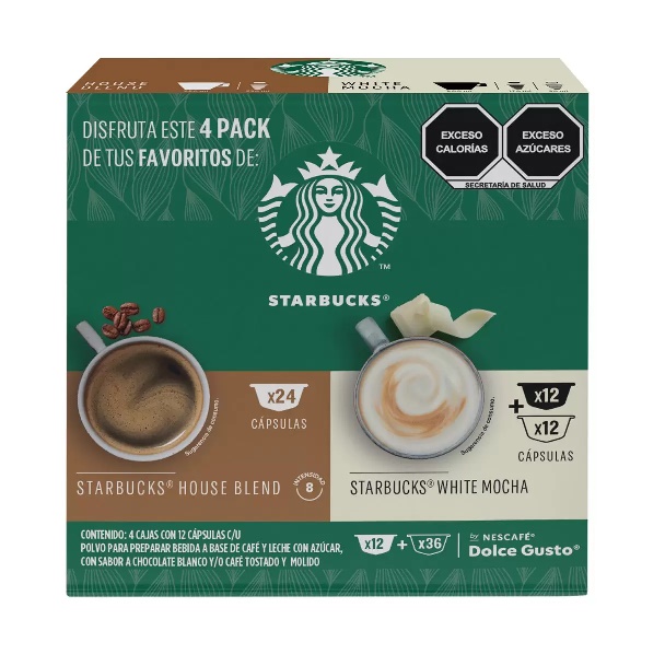 48 Cápsulas Nescafé Dolce Gusto Starbucks White Moca y House Blend 
