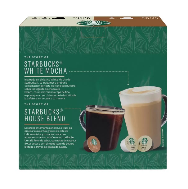 48 Cápsulas Nescafé Dolce Gusto Starbucks White Moca y House Blend 