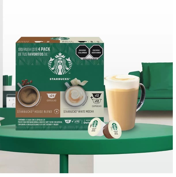 48 Cápsulas Nescafé Dolce Gusto Starbucks White Moca y House Blend 