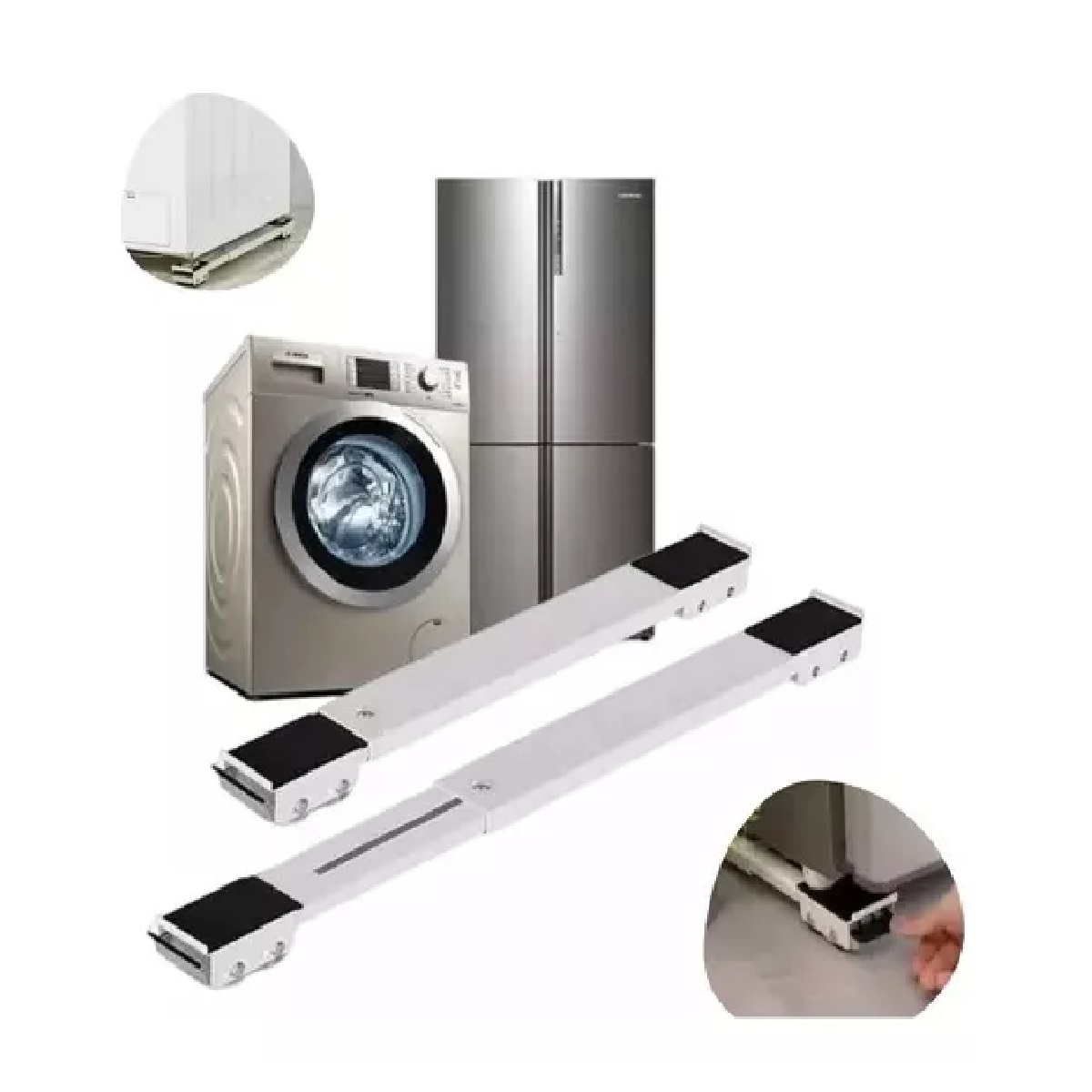 Soporte Ajustable Base Con Ruedas Para Refrigerador Lavadora Blanco