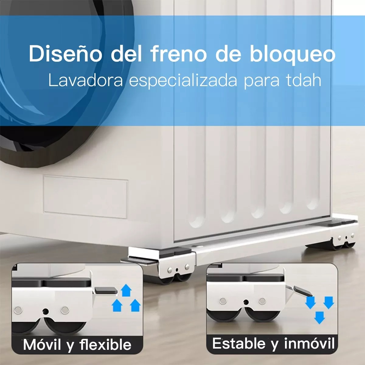 Soporte Ajustable Base Con Ruedas Para Refrigerador Lavadora Blanco