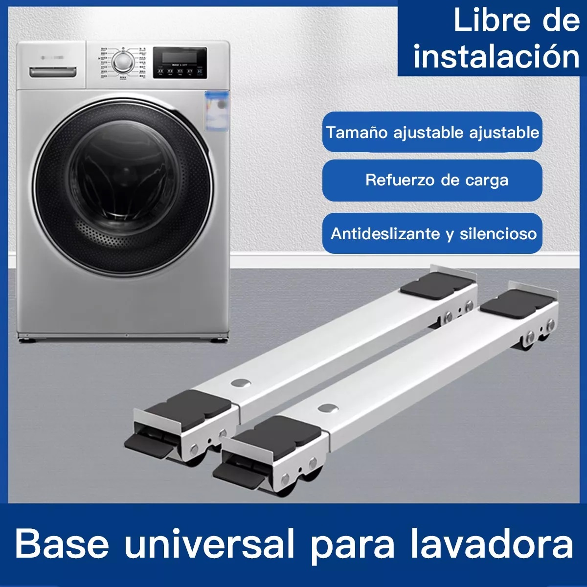 Soporte Ajustable Base Con Ruedas Para Refrigerador Lavadora Blanco
