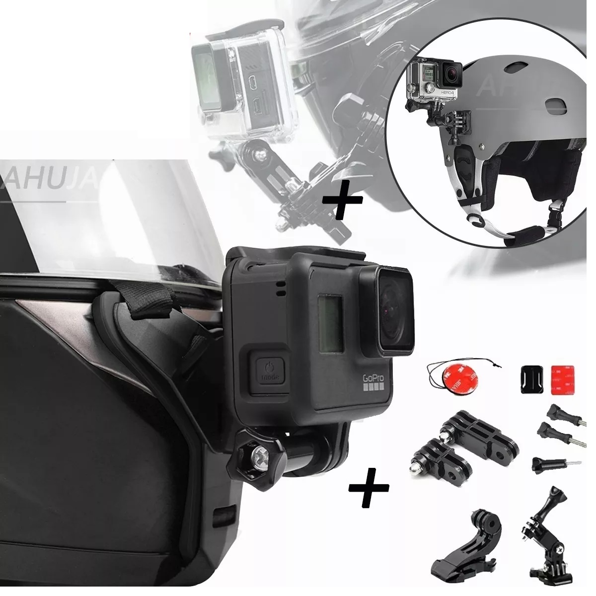 Base Adaptador Casco Moto Kit Lateral Gopro Cámara Acción