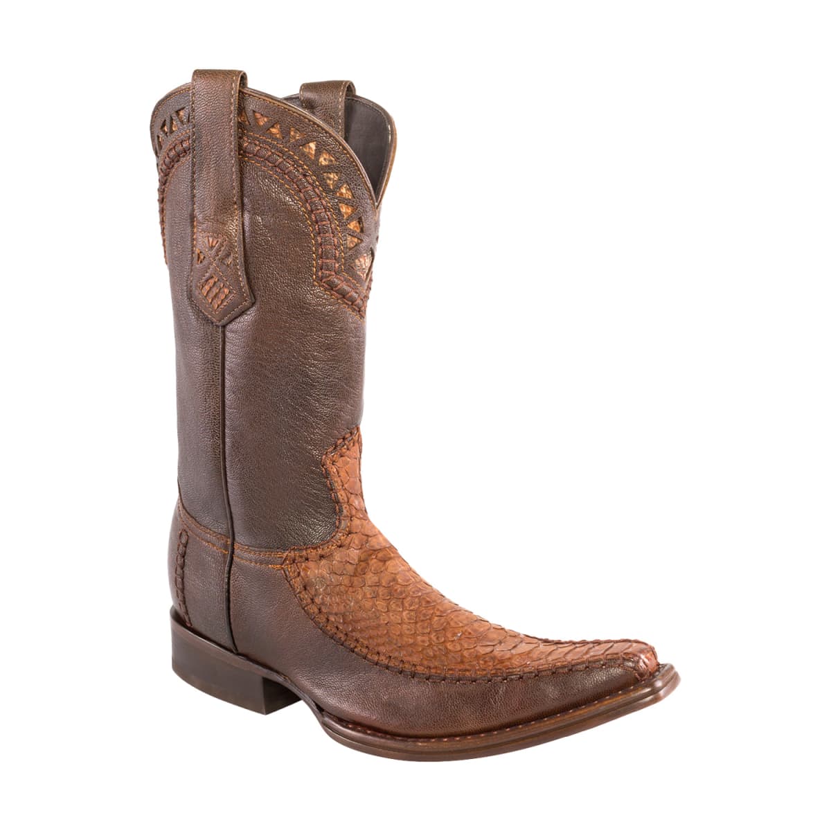 Botas vaqueras largas marca Cuadra color café, de piel exótica