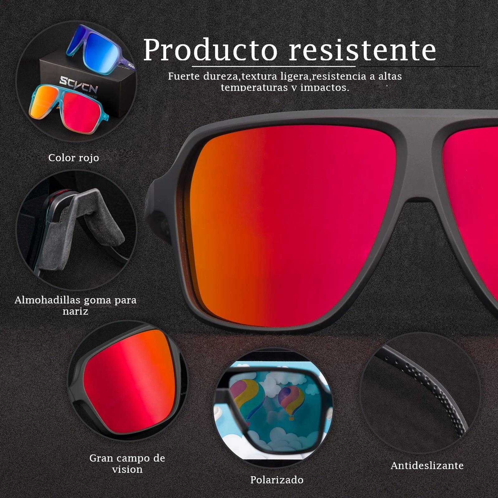Gafas ciclismo rojo negro moto deportes protección polarizadas lentes deportivas pesca filtro UV