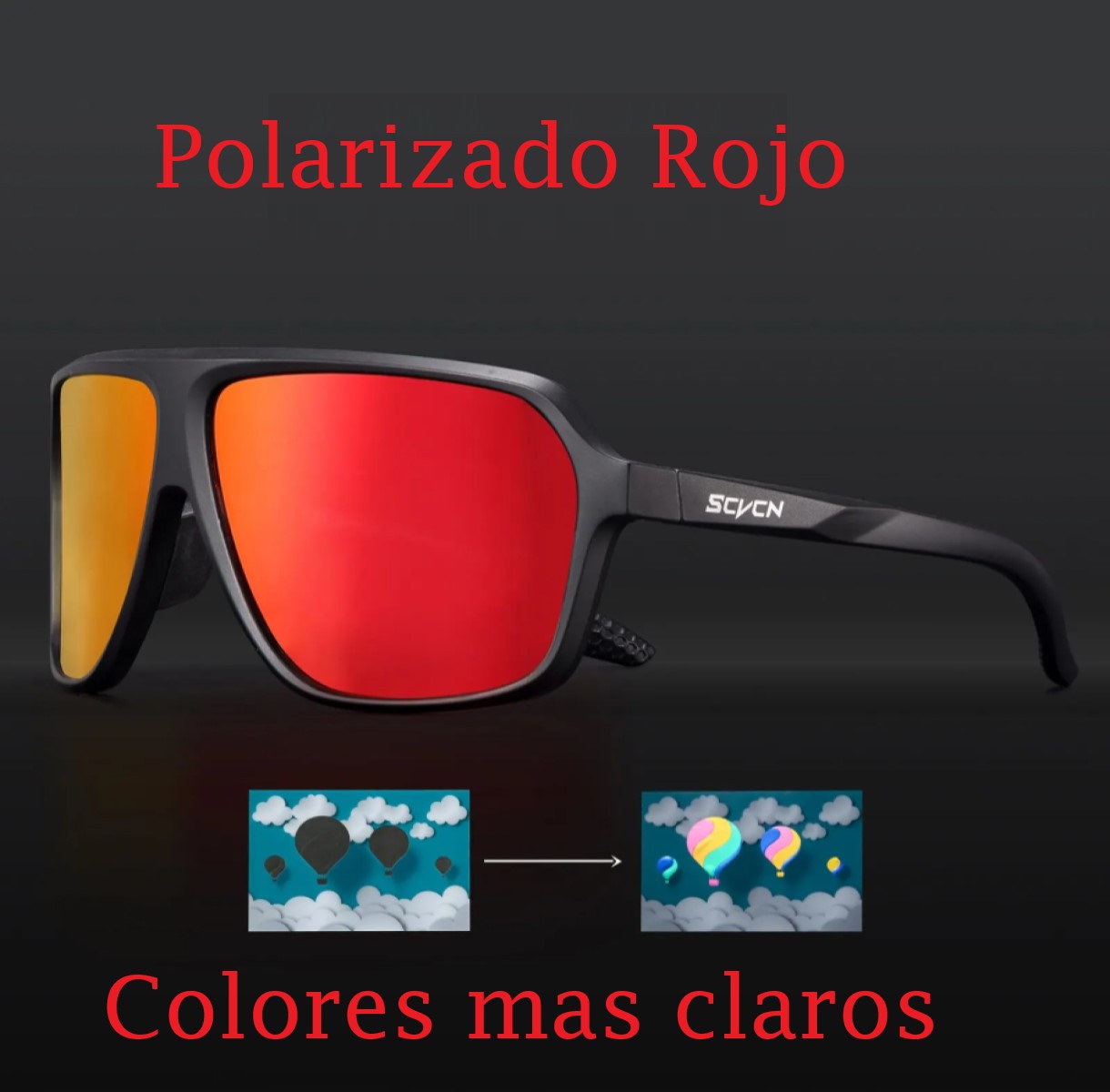 Gafas ciclismo rojo negro moto deportes protección polarizadas lentes deportivas pesca filtro UV