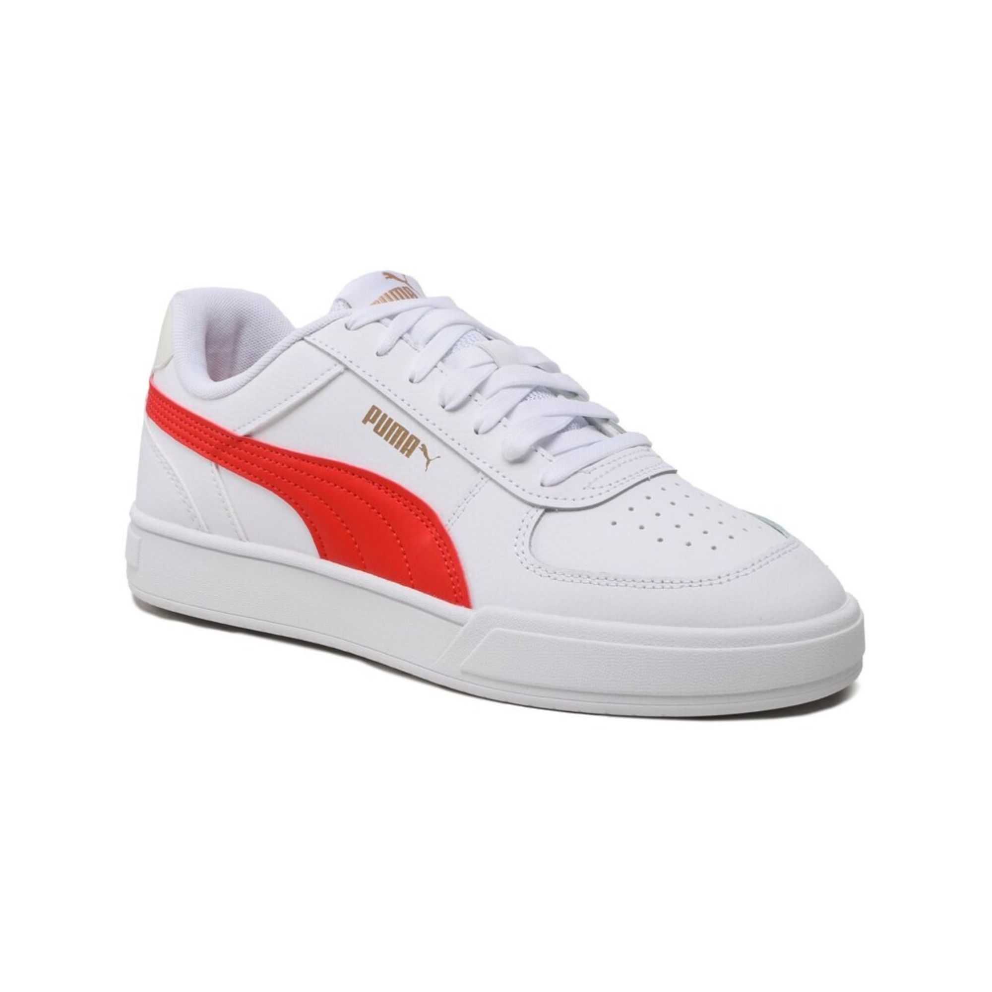Tenis Puma Caven Low Blanco con Naranja Junior Originales 38205615