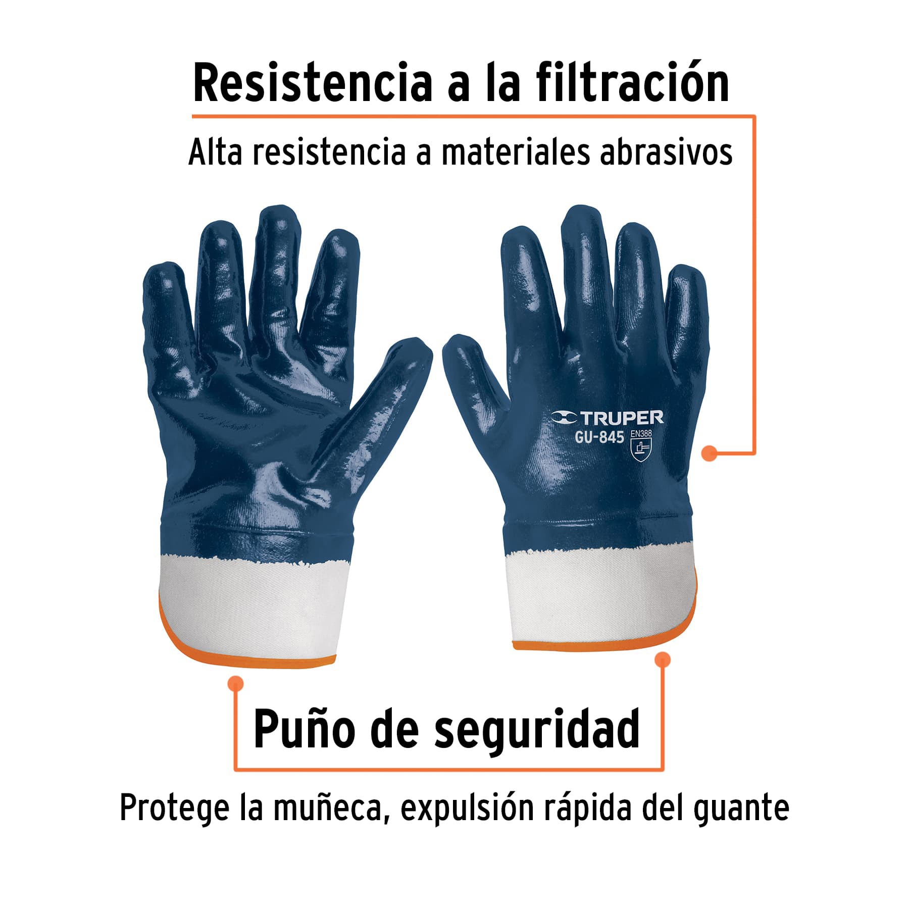 GUANTES DE ALGODÓN RECUBIERTOS DE NITRILO, PUÑO SEGURIDAD 15245