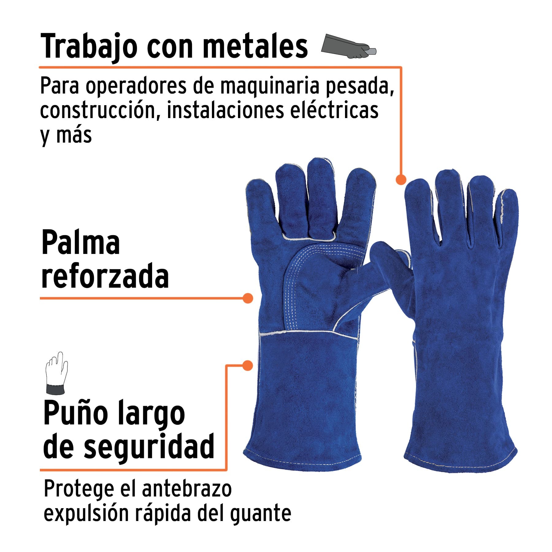 GUANTES AZULES REFORZADOS PARA SOLDADOR, TRUPER 15246
