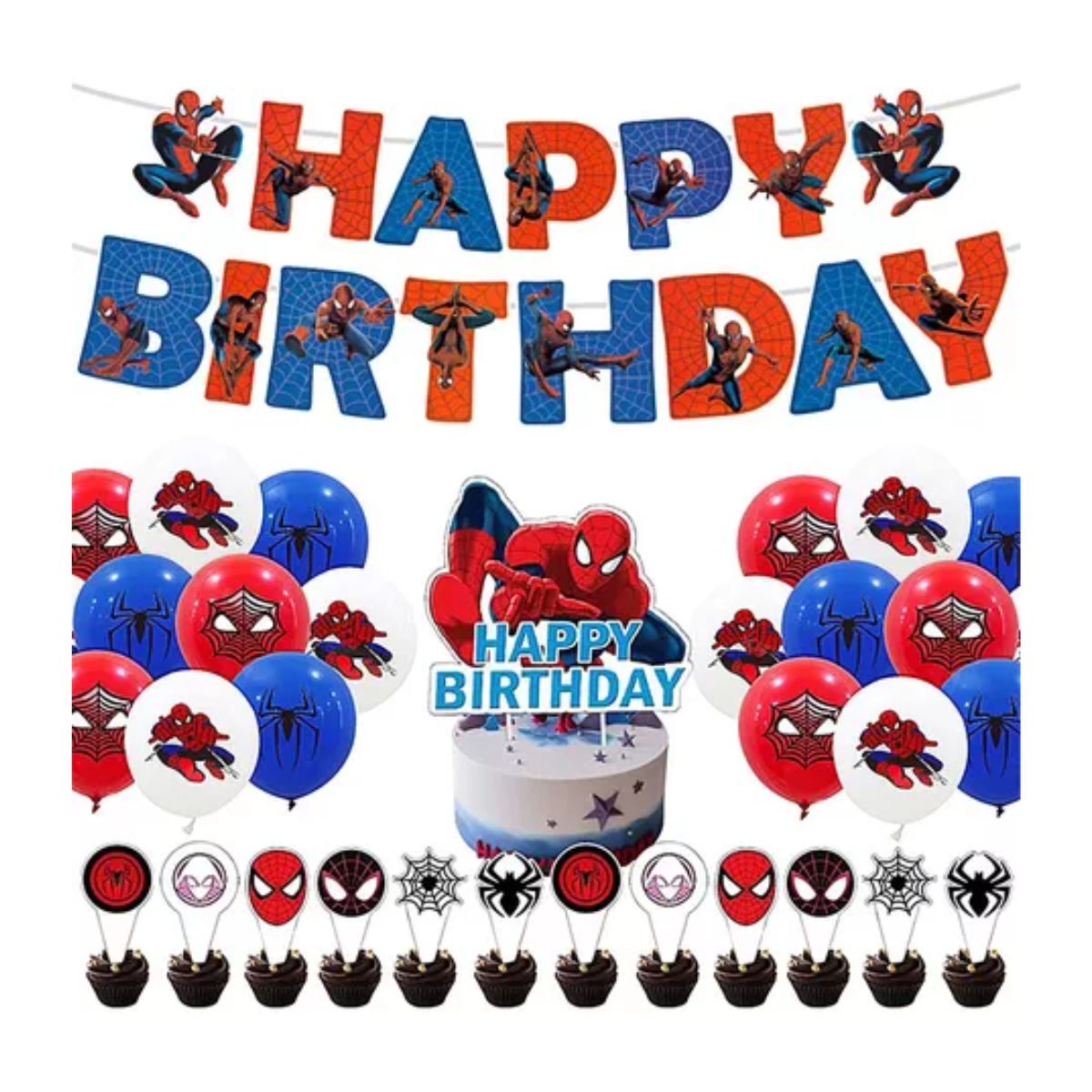 Kit De Decoraciones Para Fiesta De Cumpleaños Hombre Araña