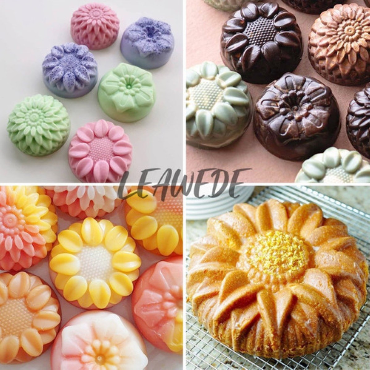 Moldes Silicon Flores Para Velas Resposteria Jabon Artesanal Rosa