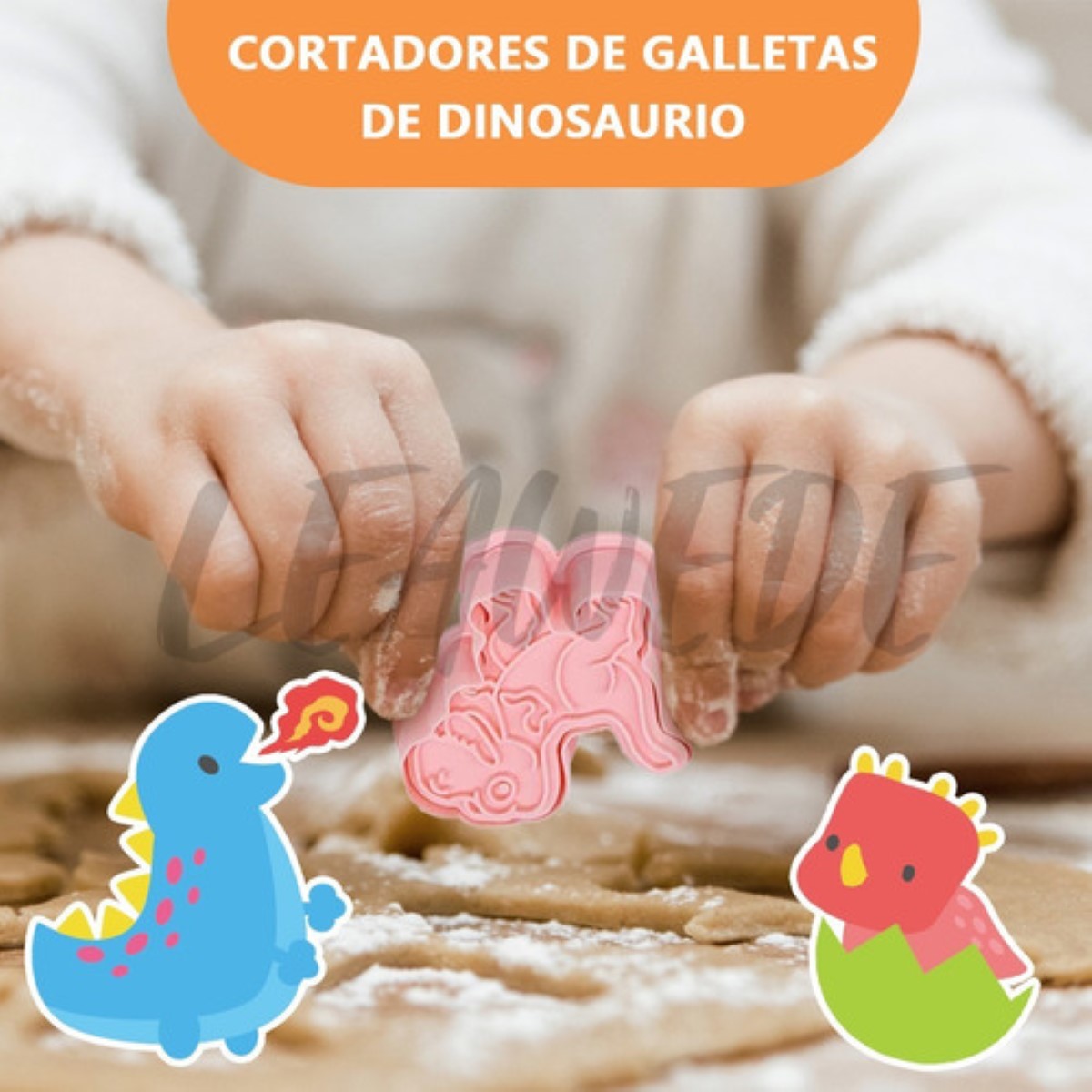 8 Pzs Cortadores De Galletas Dinosaurios Moldes Repostería Rosa