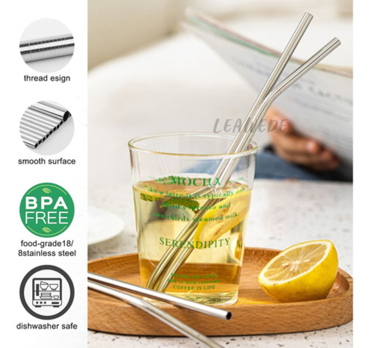 21 Popotes Pajitas De Metal De Acero Inoxidable Y Cucharas Plata 