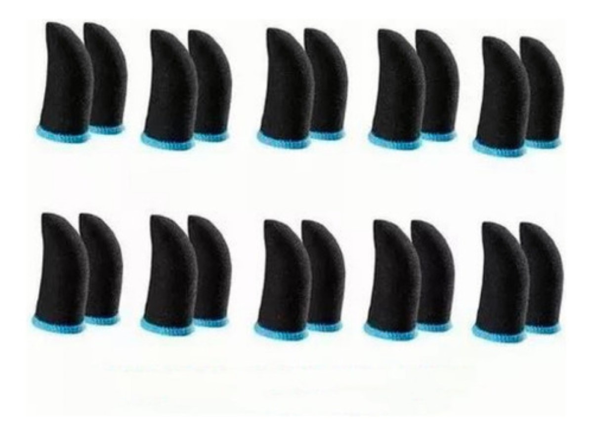 Dedales Guantes Fundas Dedos Gamer Antisudor Touch Azul 20pz Negro