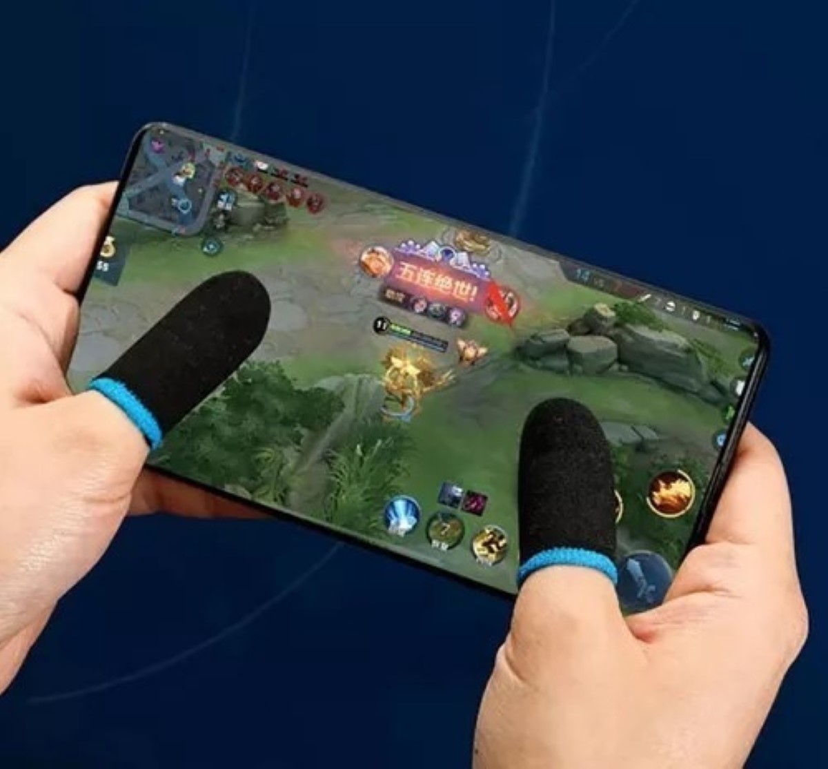 Dedales Guantes Fundas Dedos Gamer Antisudor Touch Azul 20pz Negro