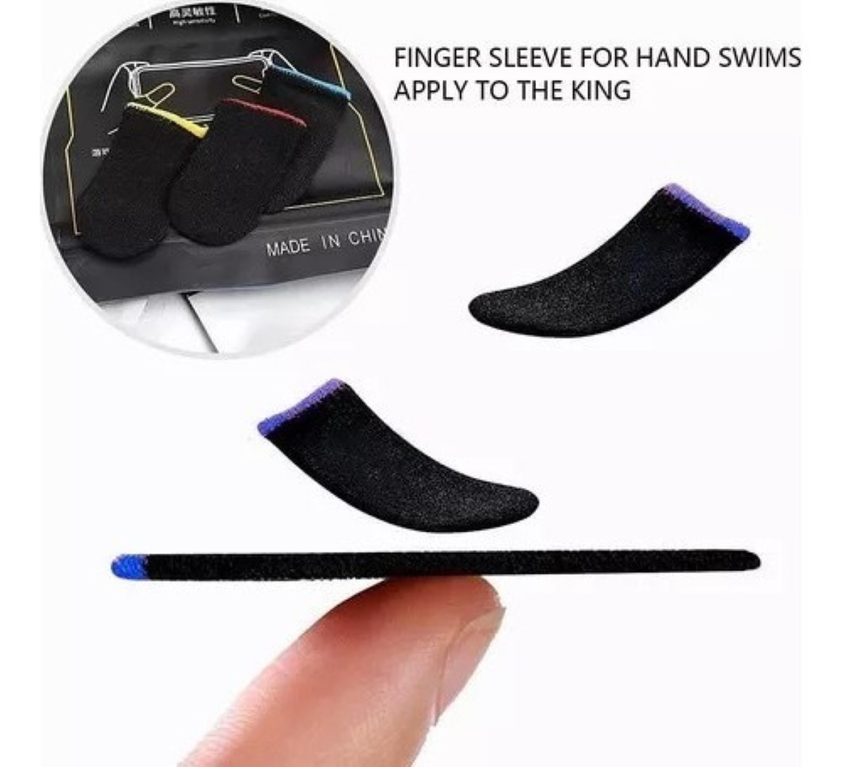 Dedales Guantes Fundas Dedos Gamer Antisudor Touch Azul 20pz Negro