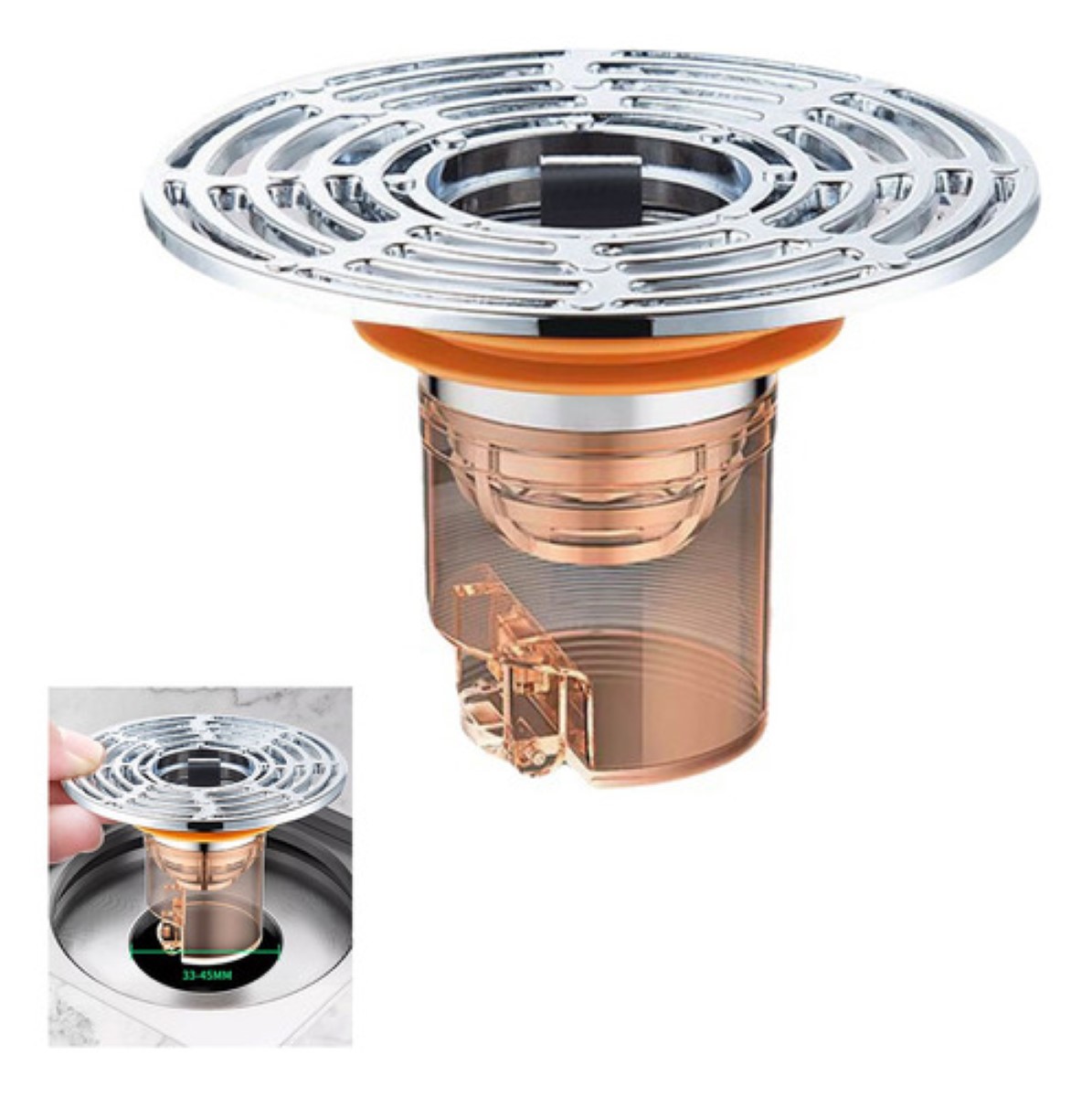 Coladera Universal Zero Olores Con Check Y Atrapa Cabellos Plata 