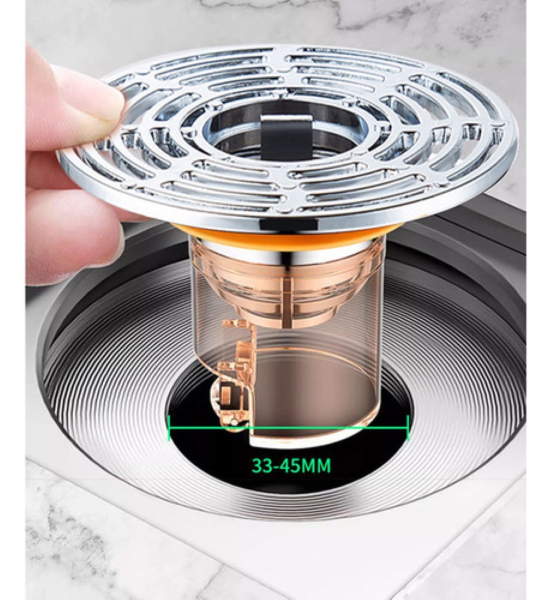 Coladera Universal Zero Olores Con Check Y Atrapa Cabellos Plata 