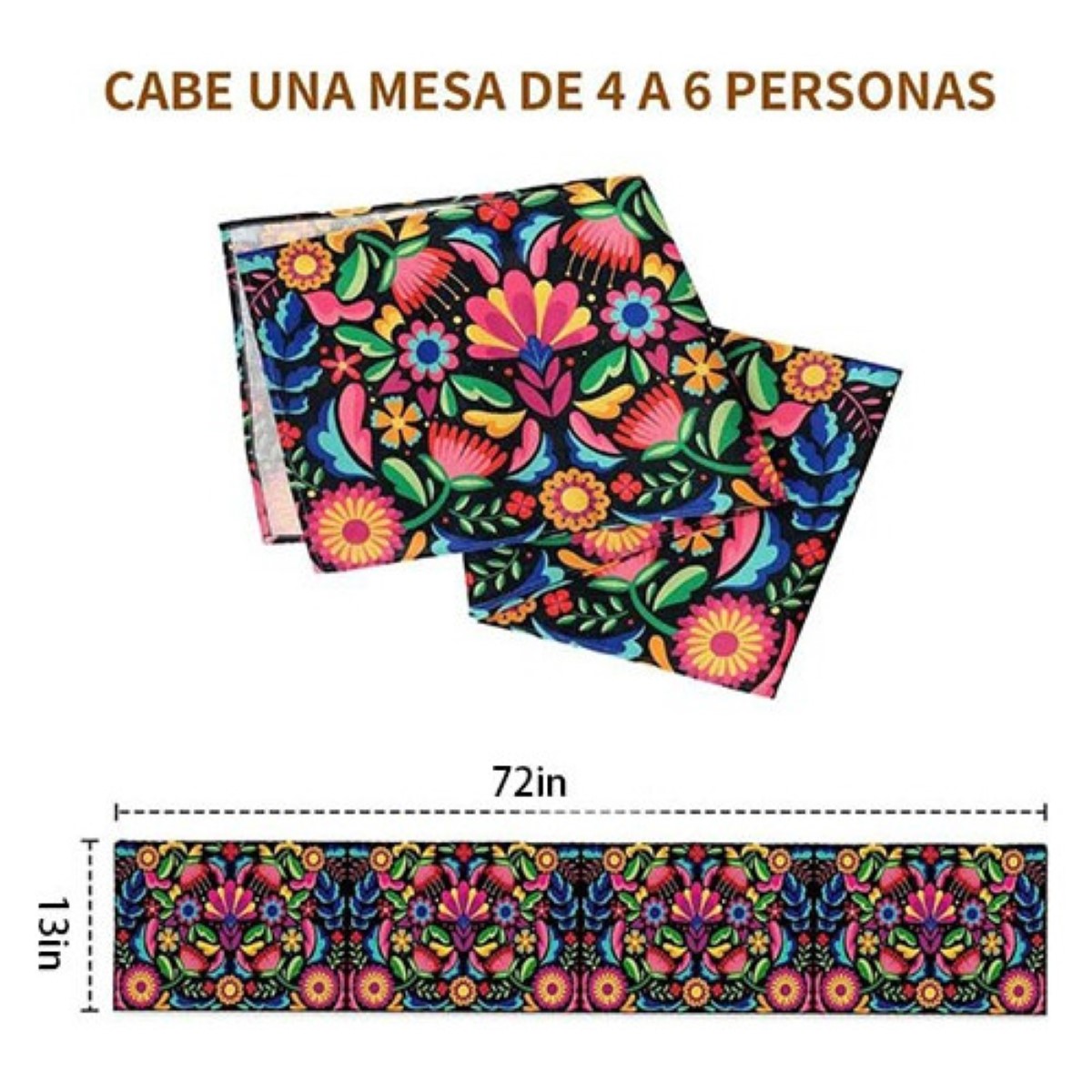 Camino De Mesa Textura Lino 33*183cm Estilo Mexicano flor