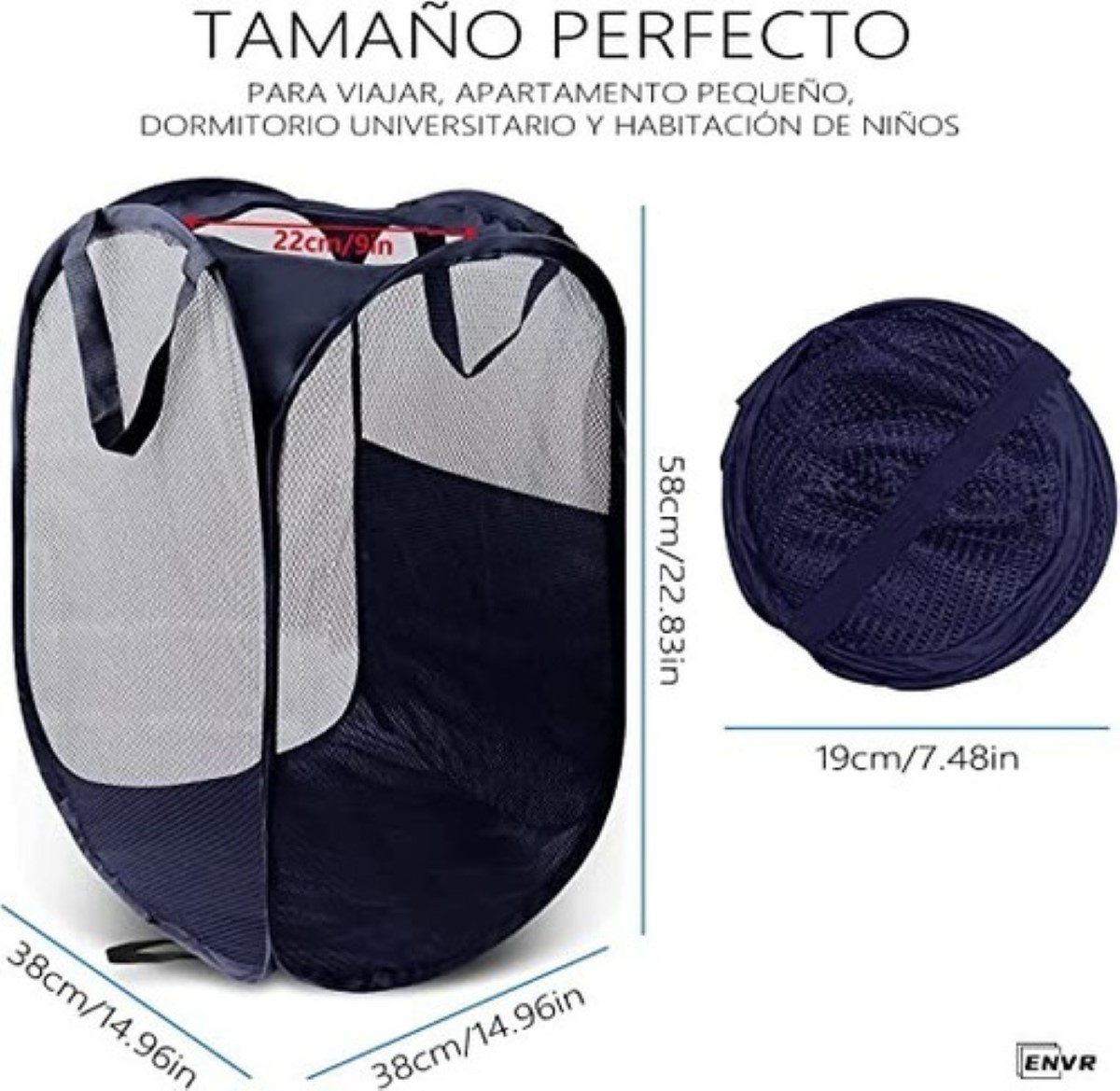 2 Piezas Cesta Plegable De Malla Para Ropa Sucia Organizador azul