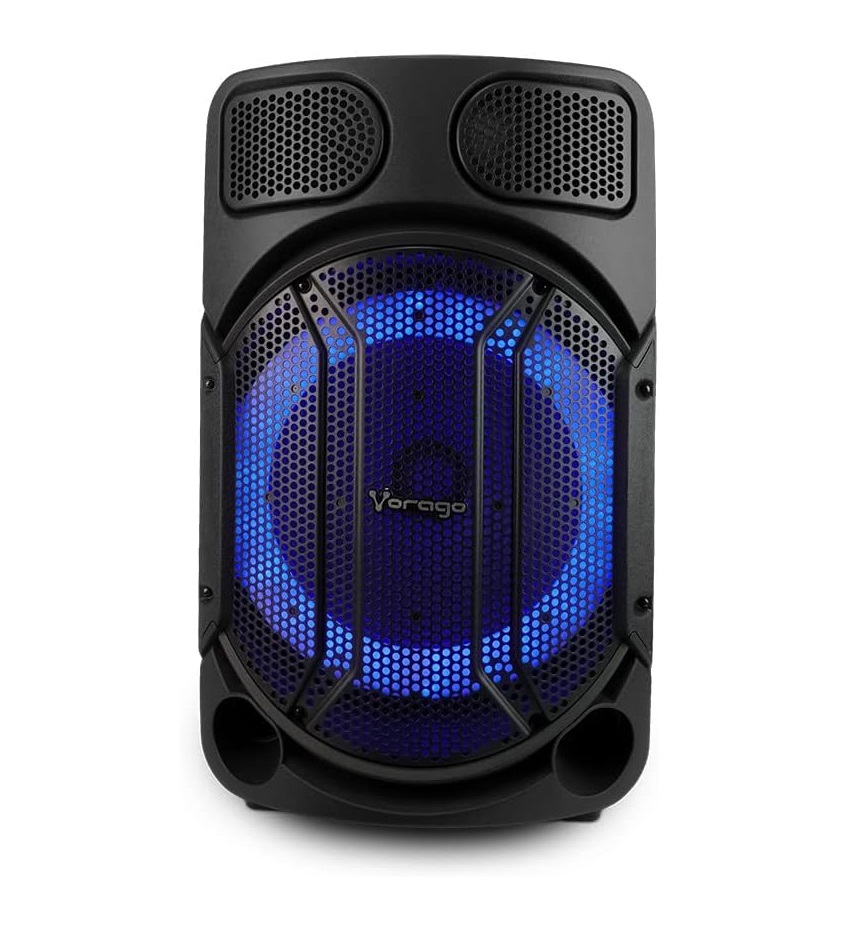 Bafle con Karaoke KSP-502 Vorago Bluetooth, Alámbrico/Inalámbrico, 80W RMS, USB 2.0, Negro  - incluye Micrófono