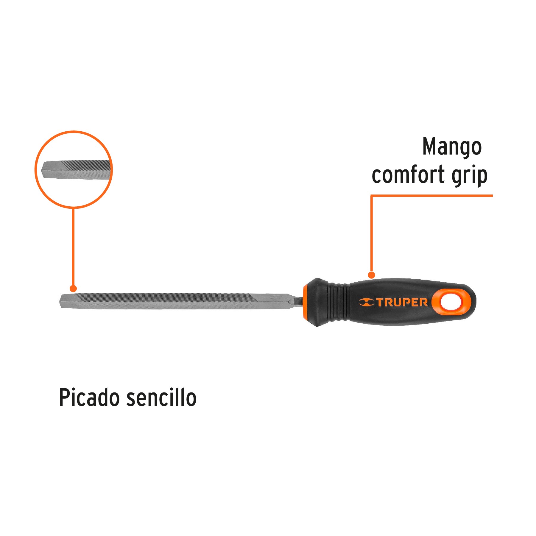 LIMA TRIÁNGULO PESADO 8", 32DPP CON MANGO DOBLE INYECCIÓN 15308