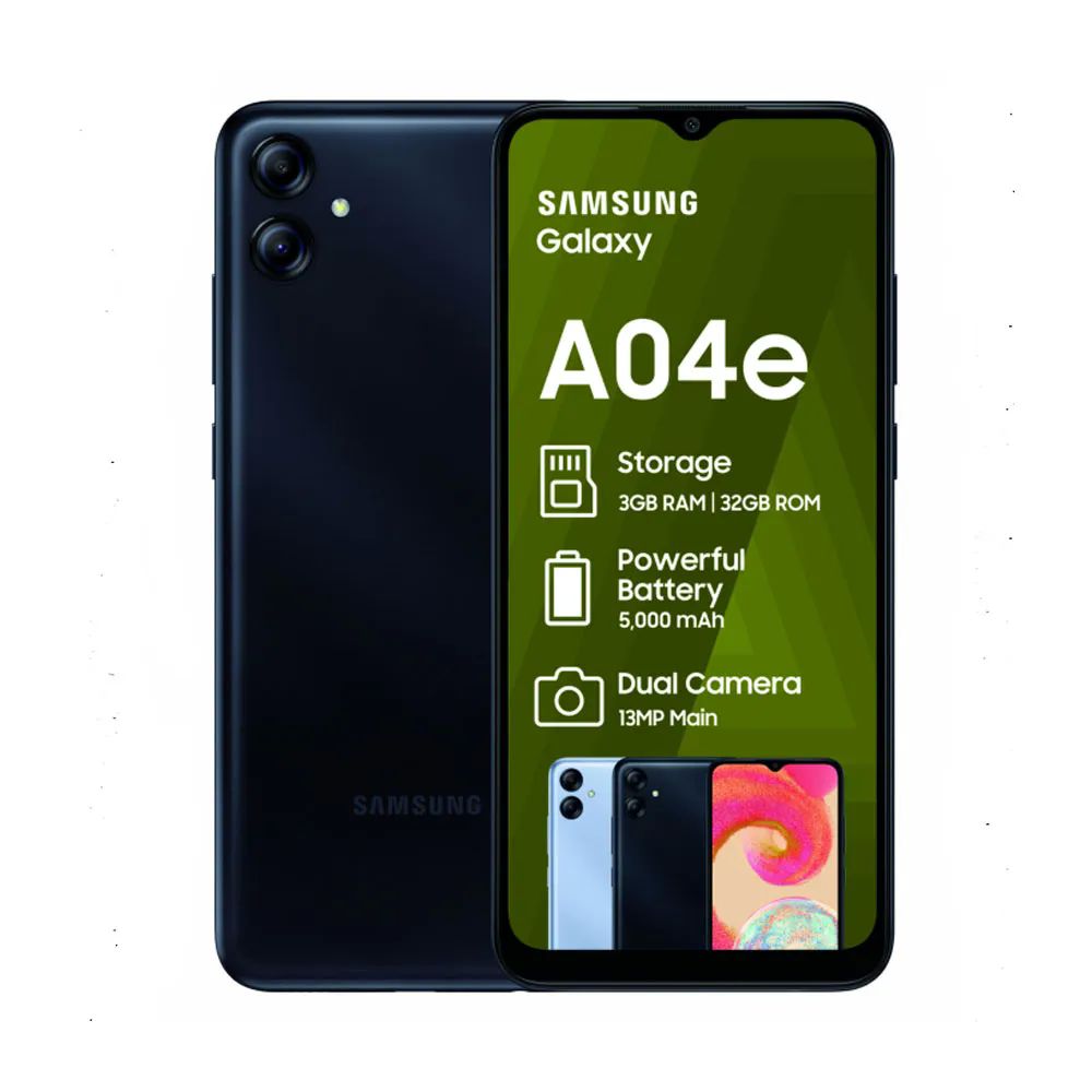 Celular Samsung Galaxy A04e 64GB   3GB RAM Android 12 Batería 5000 mAh   Negro.