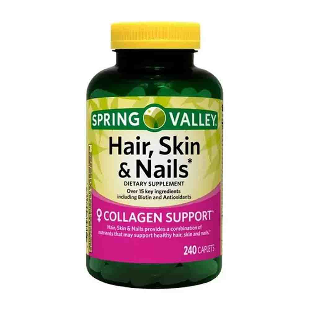 Biotin + Colágeno Spring Valley 240 capsulas Pelo, Cabello, Uñas, Piel 