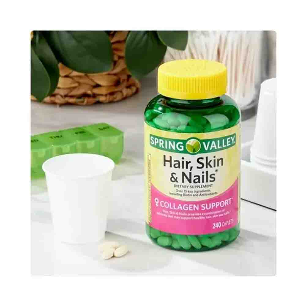 Biotin + Colágeno Spring Valley 240 capsulas Pelo, Cabello, Uñas, Piel 