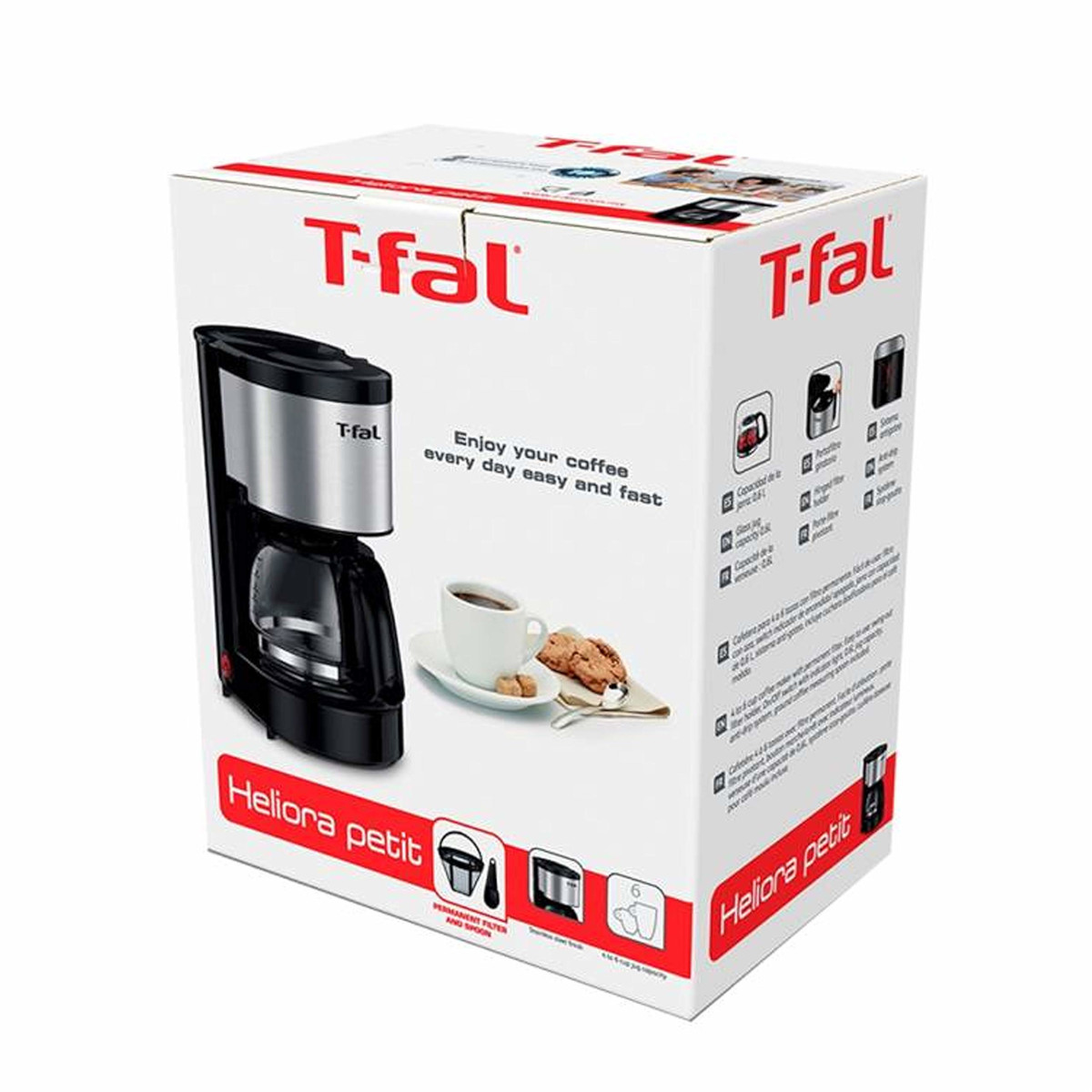 Cafetera Filtro Lavable T-FAL CM321DMX 4 tazas jarra vidrio