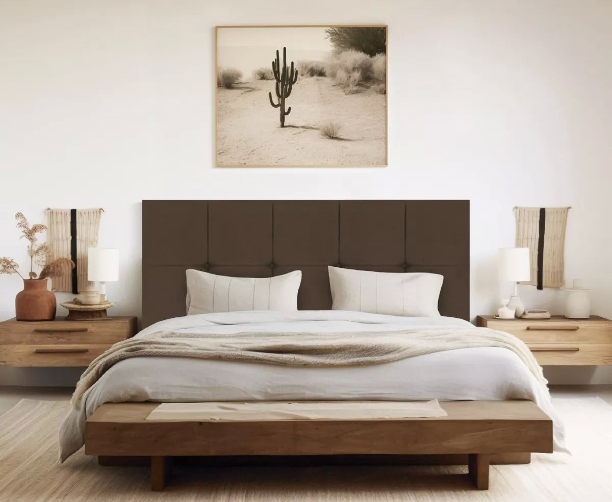 Cabecera King Size Cuadro Grande Económica Msi 2 Cojines - Café.