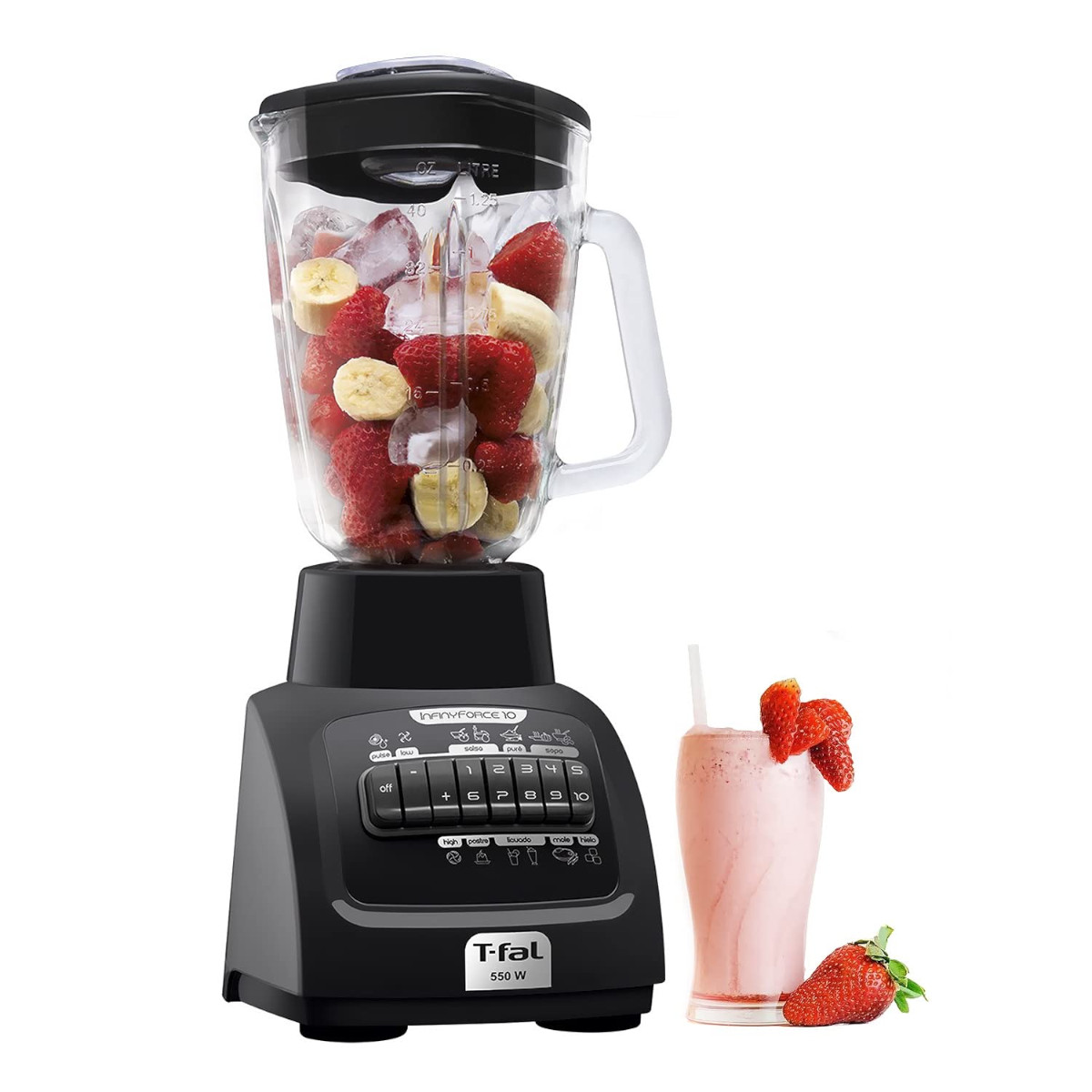 Licuadora T-FAL 10 velocidades vaso Vidrio 1.25Lt 550 Watts