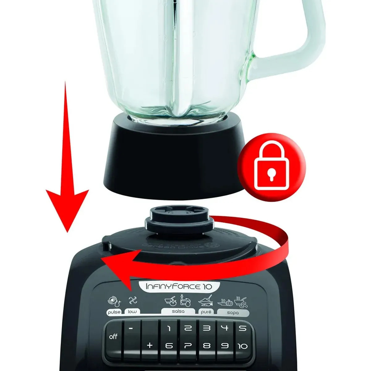 Licuadora T-FAL 10 velocidades vaso Vidrio 1.25Lt 550 Watts