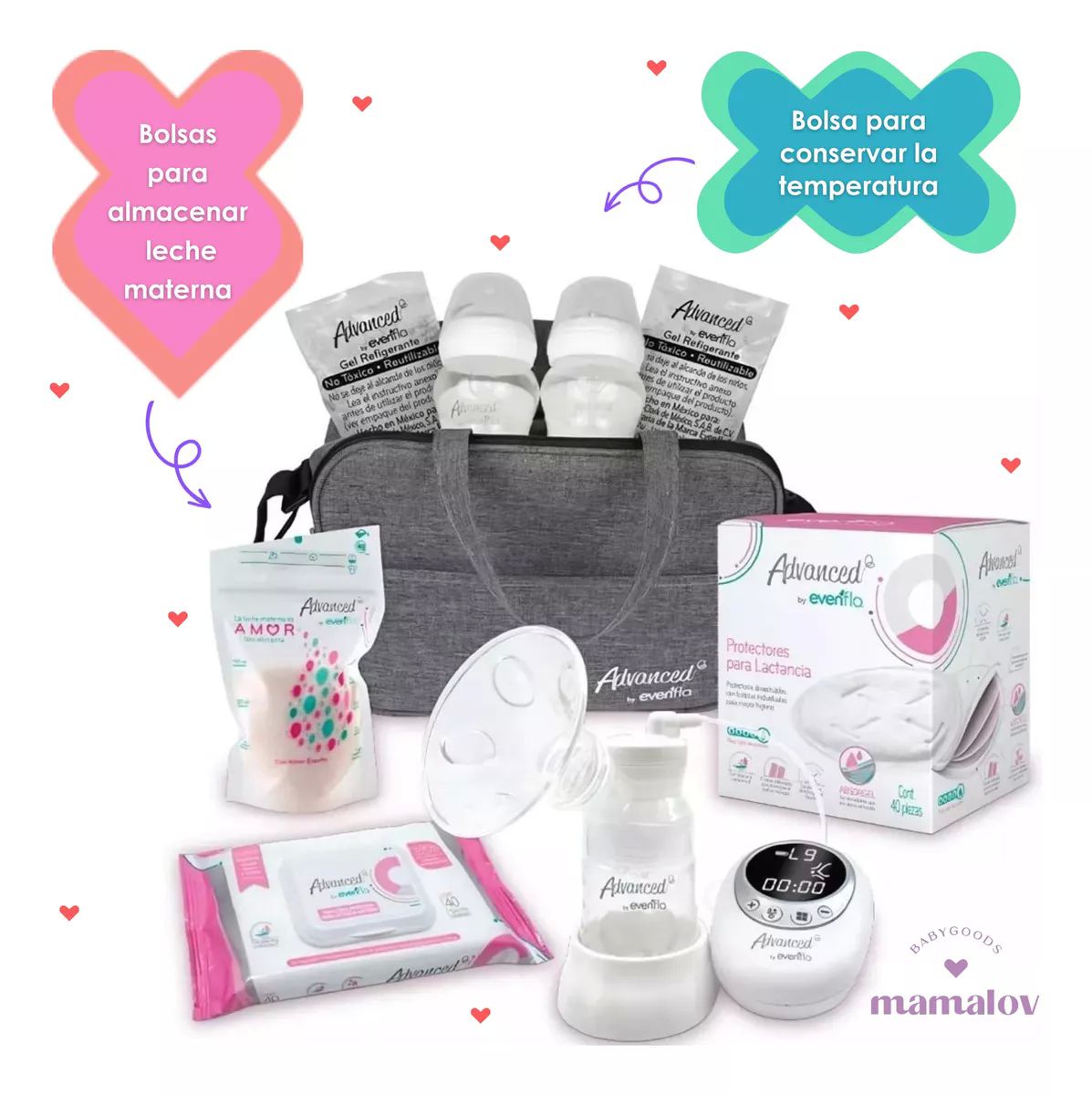 Set De Lactancia Evenflo Con Extractor Eléctrico Y Bolsa