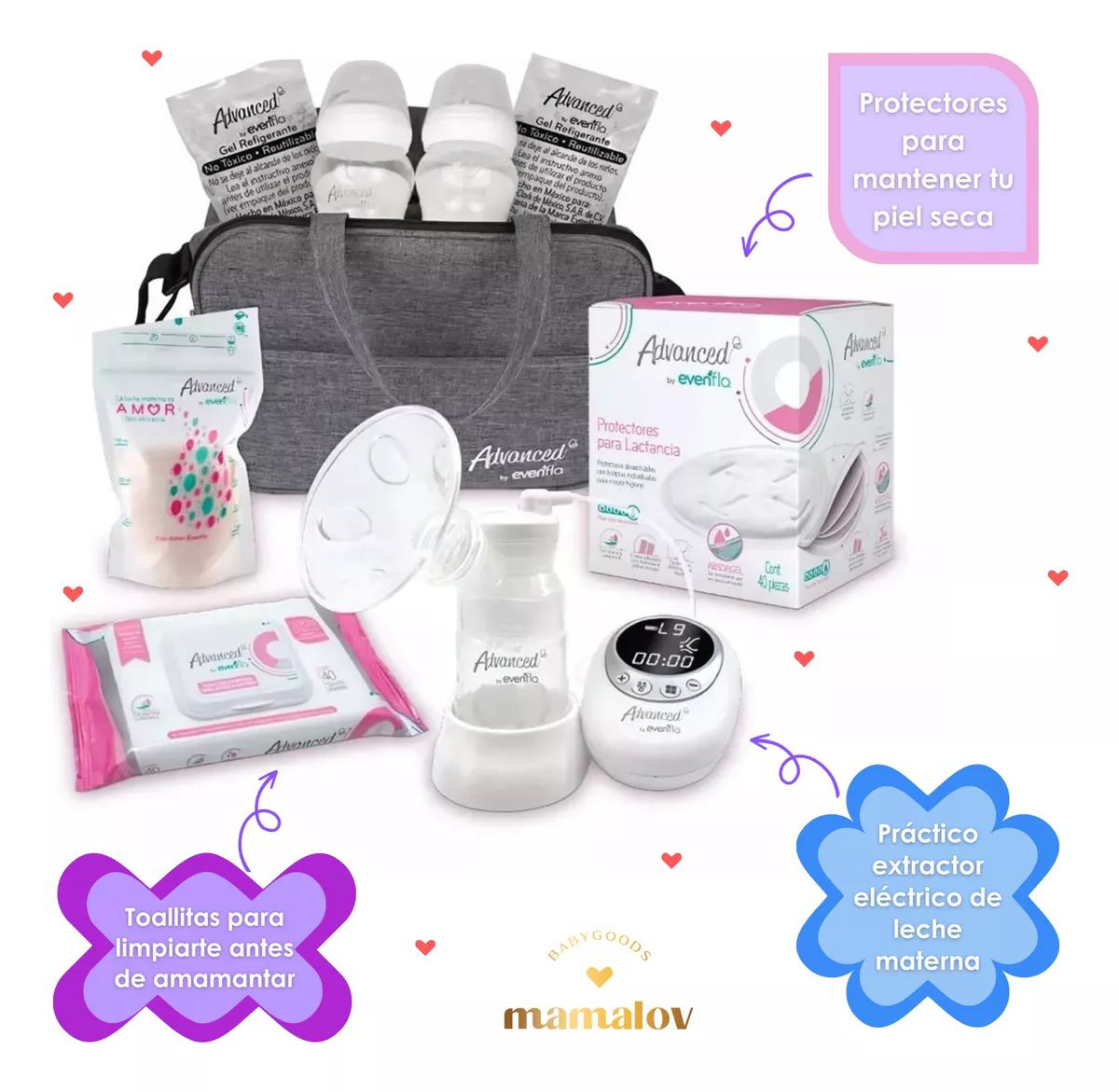 Set De Lactancia Evenflo Con Extractor Eléctrico Y Bolsa