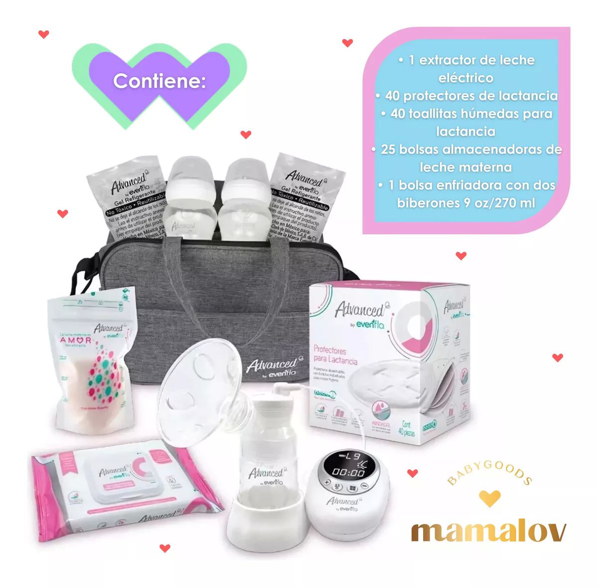 Set De Lactancia Evenflo Con Extractor Eléctrico Y Bolsa