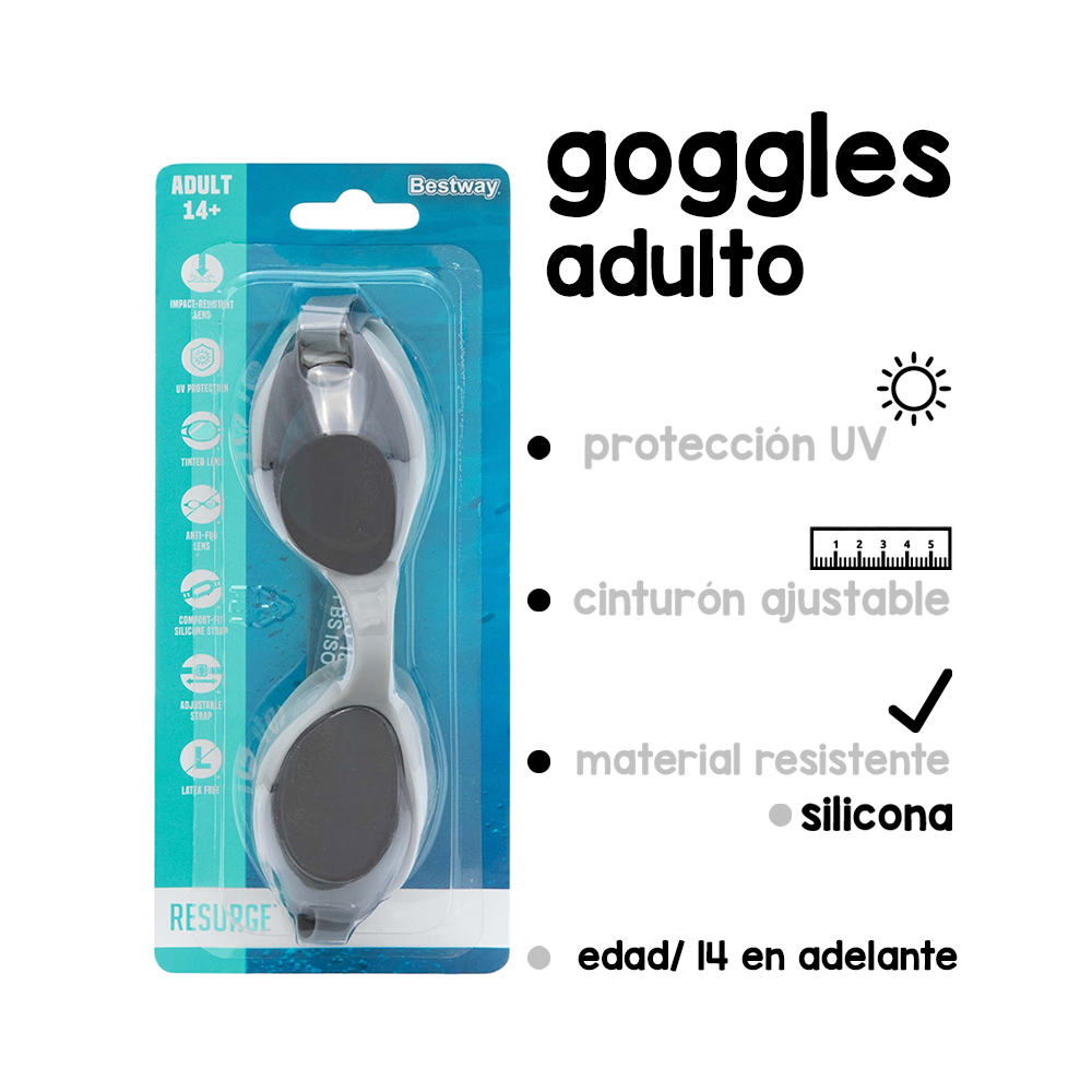 Goggles Para Adulto Natación Ajustables 14 Años Buceo Visor