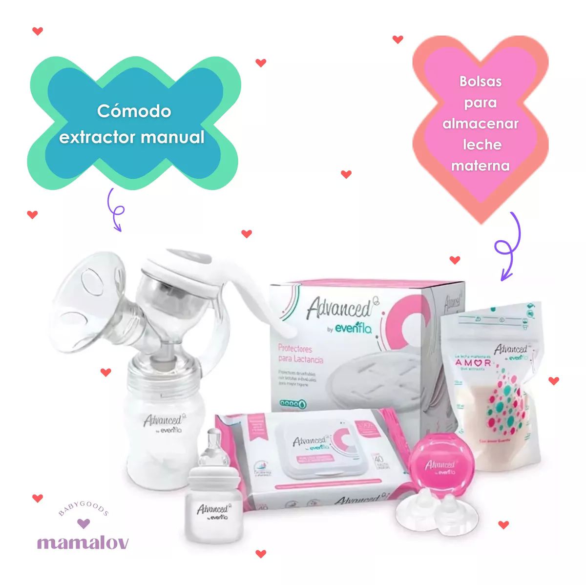 Kit De Lactancia Materna Evenflo Con Extractor Manual 6 Pzas