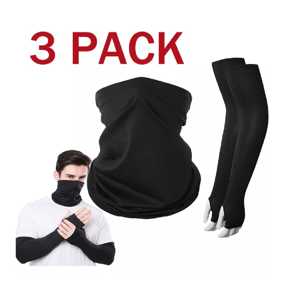 Bandana Máscara, Moto,ciclismo, Sol+mangas Protección Uv Negro