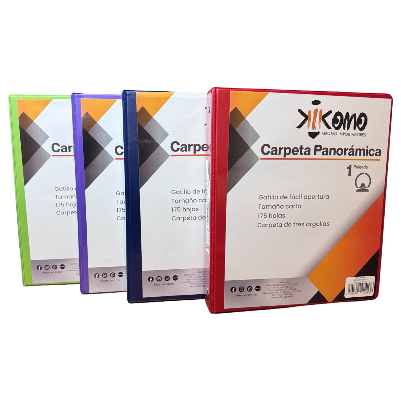 Carpeta Panoramica De Colores De 1" Con Arillos