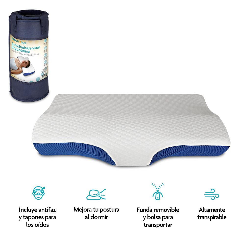 Almohada de Memory Foam Cervical Ortopédica y Ergonómica