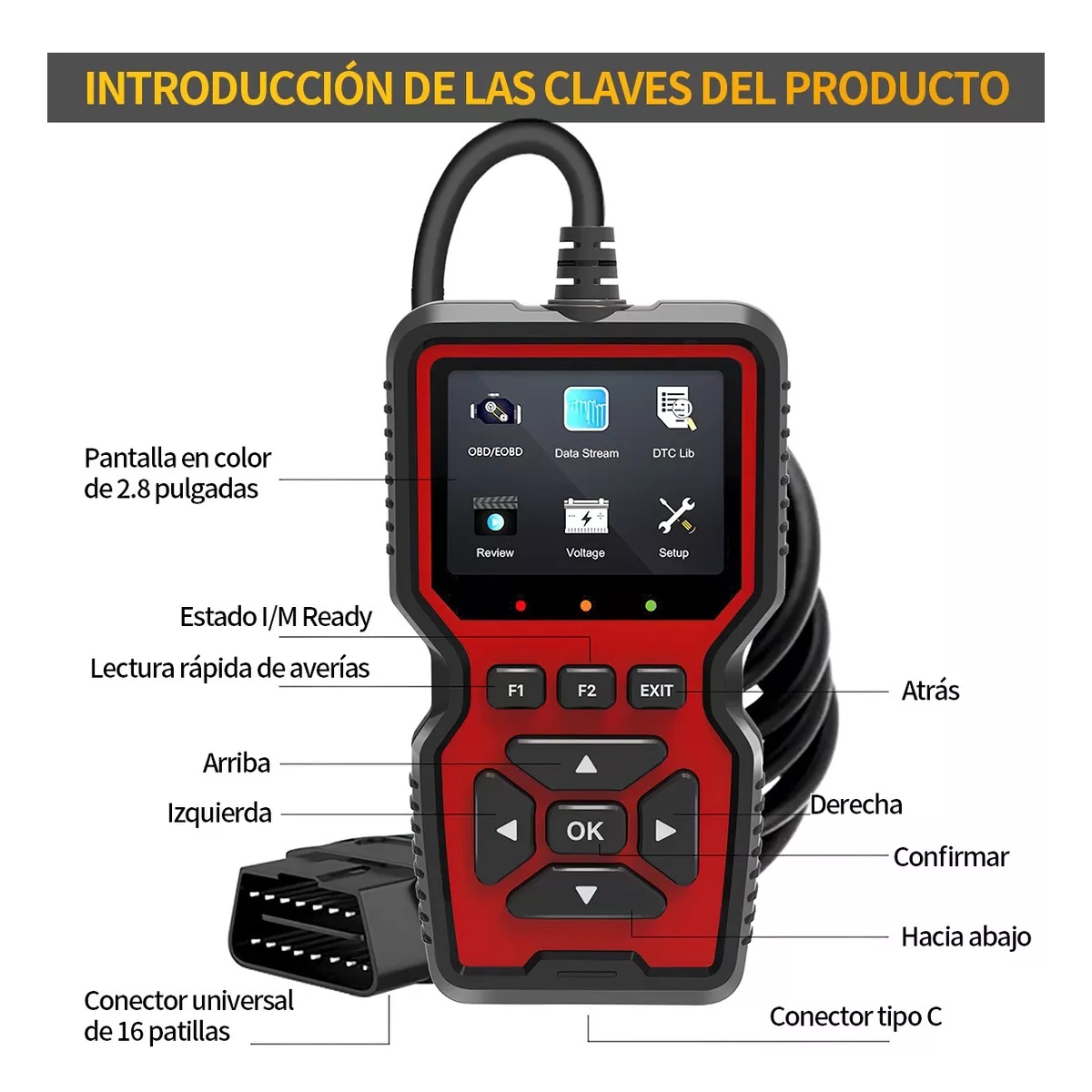 Escaner Multifuncional Automotriz Obd2 35901 Códigos Avería