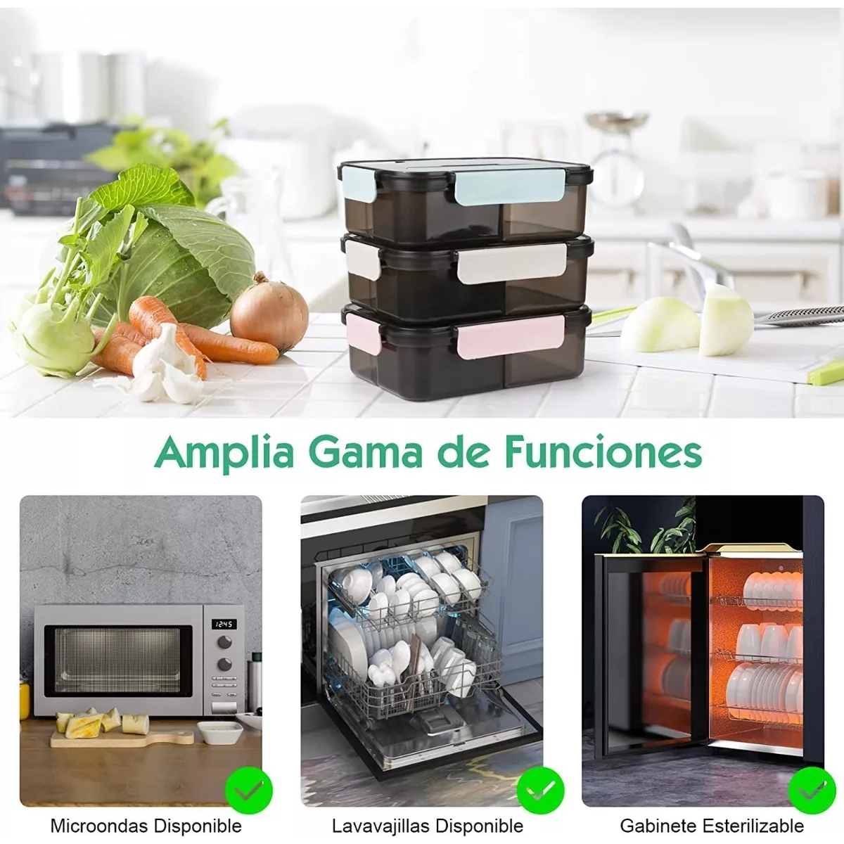 Lunch Box Loncheras Topper Para Lunch Fiambrera 1500 Ml