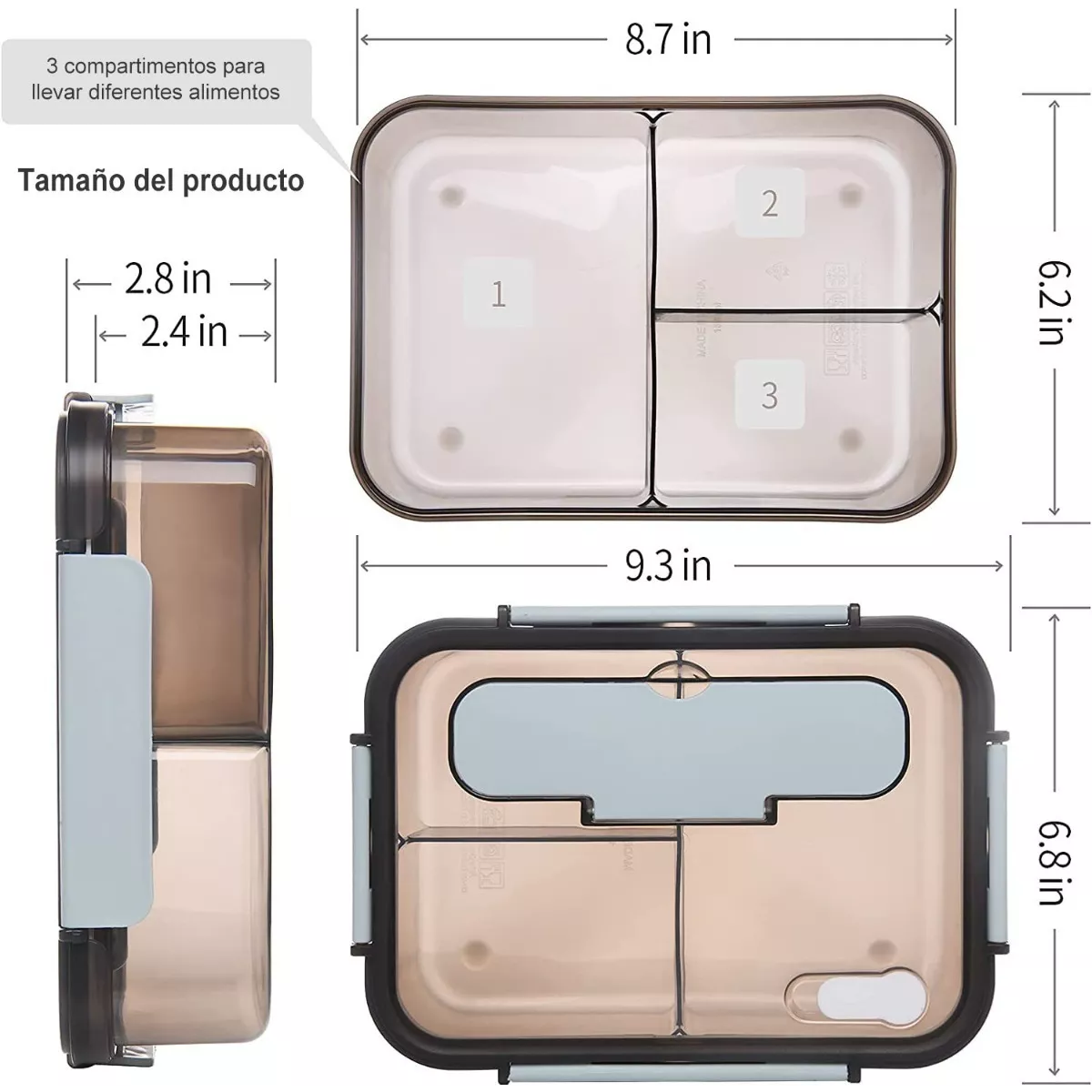 Lunch Box Loncheras Topper Para Lunch Fiambrera 1500 Ml