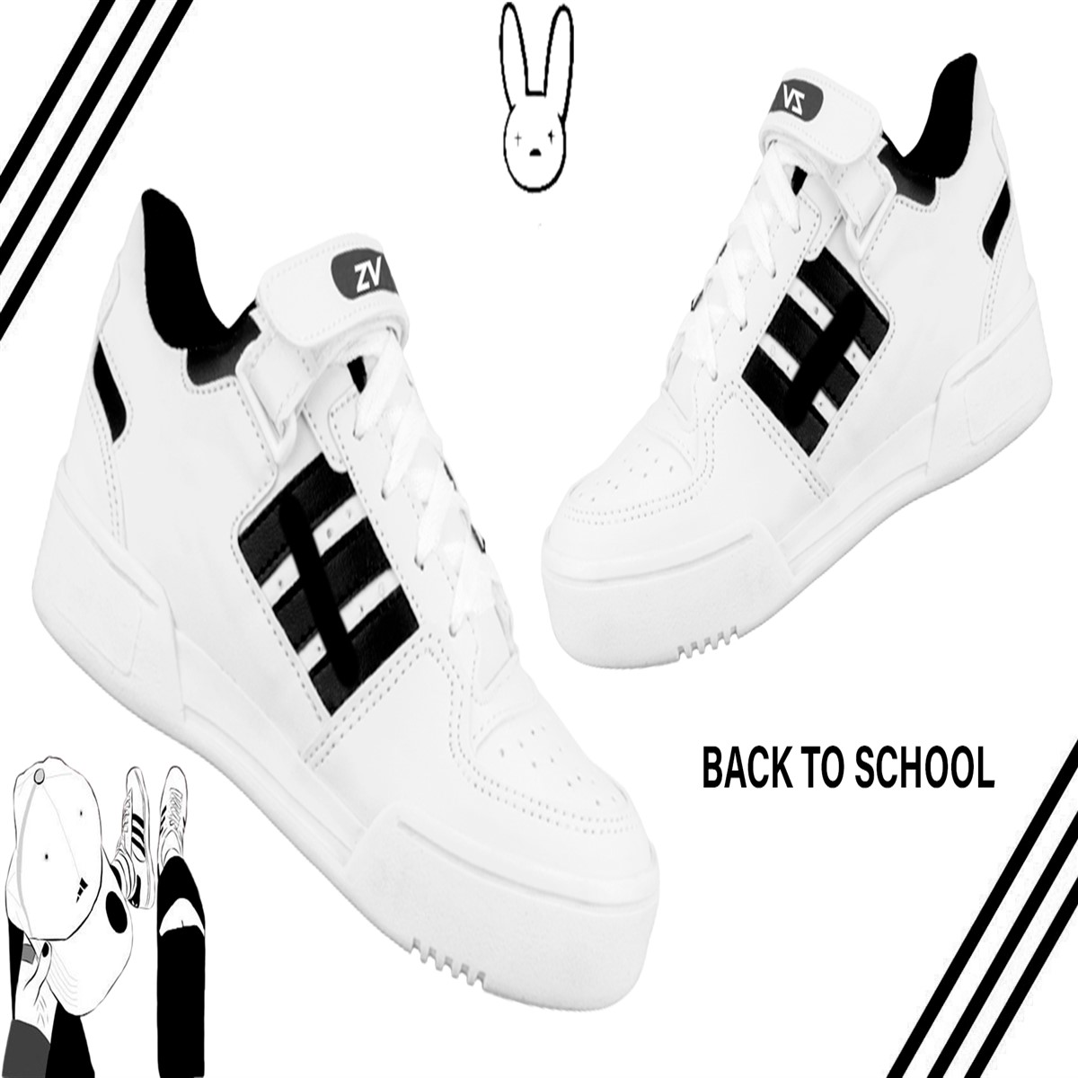 Tenis Niño Escolar Juvenil Deportivo Cómodos Blancos 012-bn