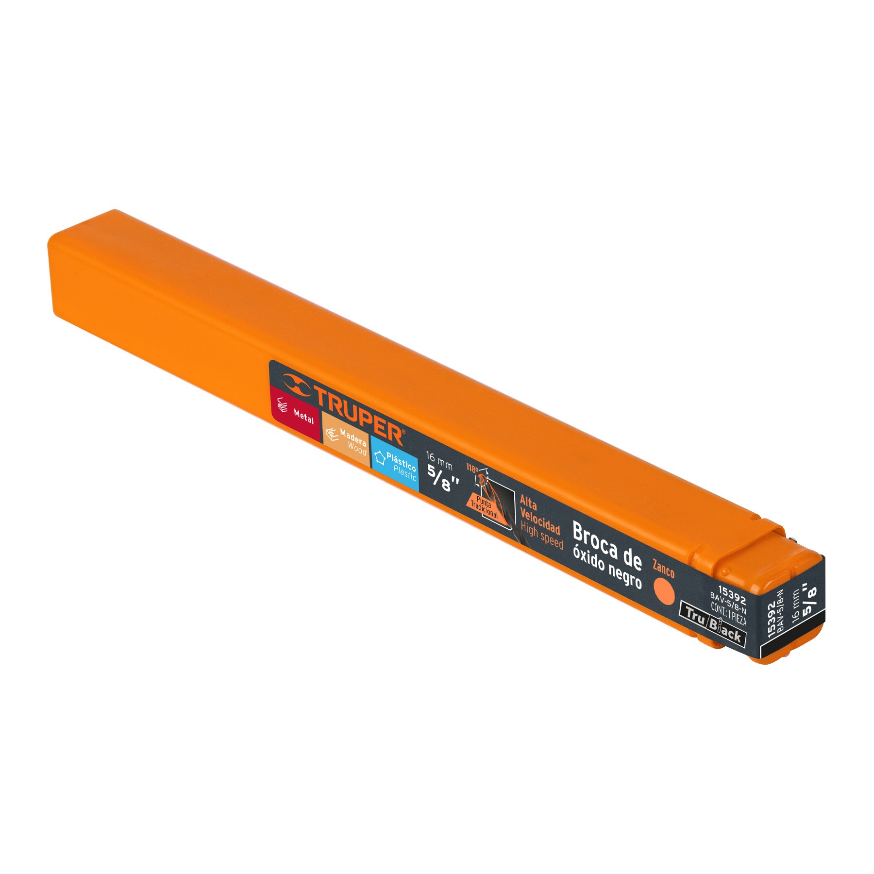 BROCA HSS 5/8" TRUBLACK PARA METAL, TRUPER 15392