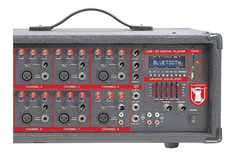 Amplificador De Audio Kaiser MIX-2308DUSB 8 Canales Bluetooth