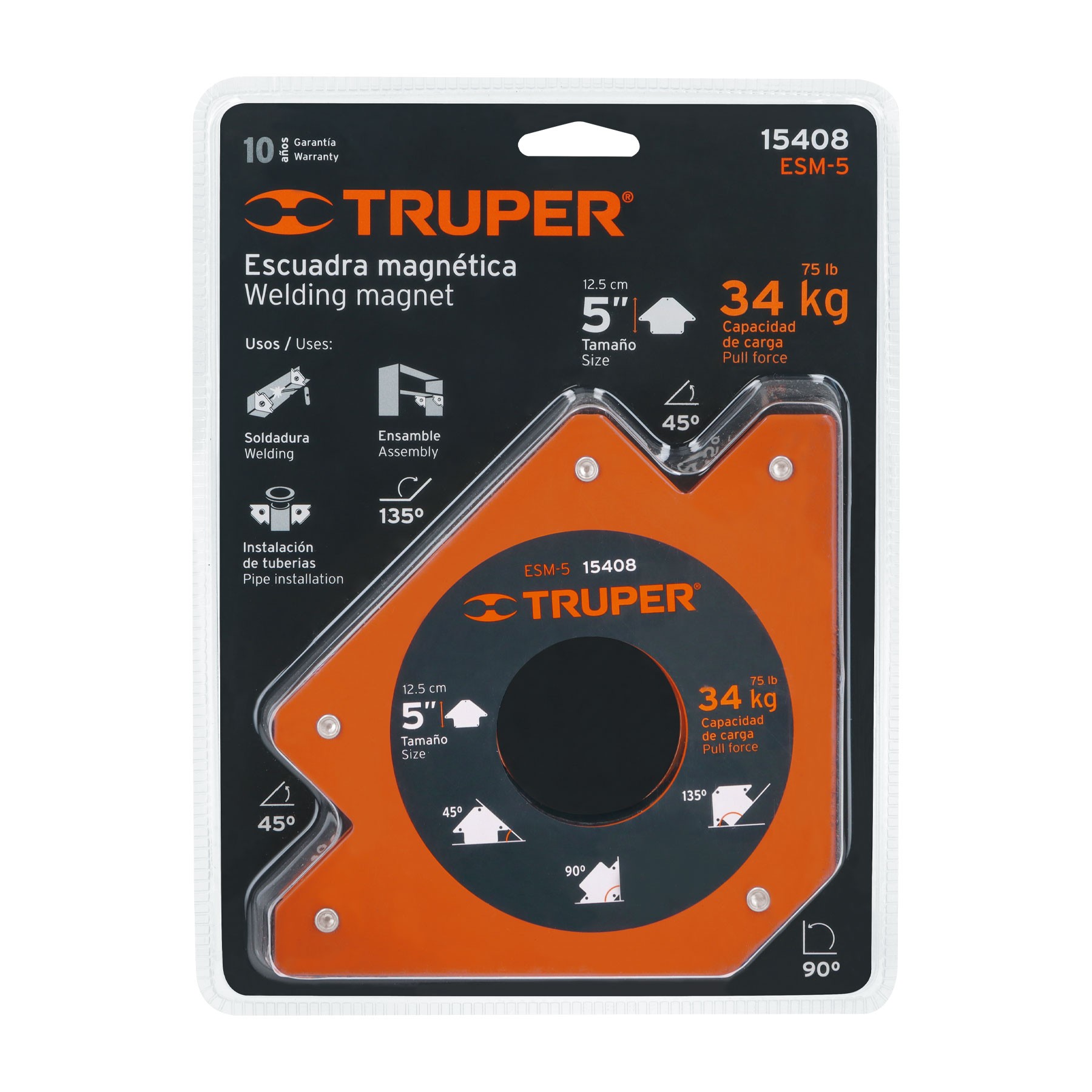 ESCUADRA MAGNÉTICA 5" PARA SOLDAR, CAPACIDAD 34 KG, TRUPER 15408