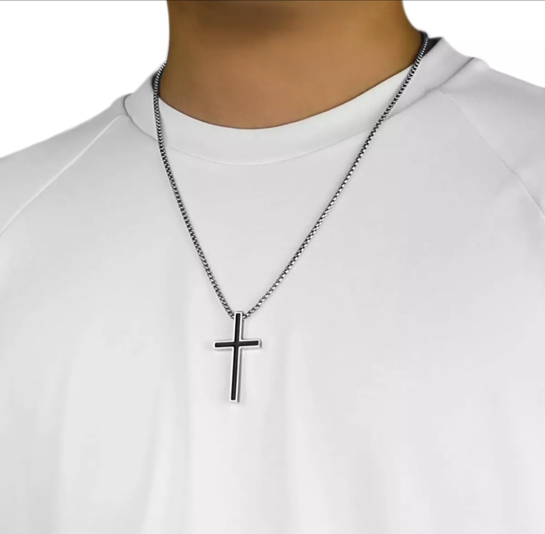 Collar Cruz Cadenas Acero Inoxidable Joyeria Hombres
