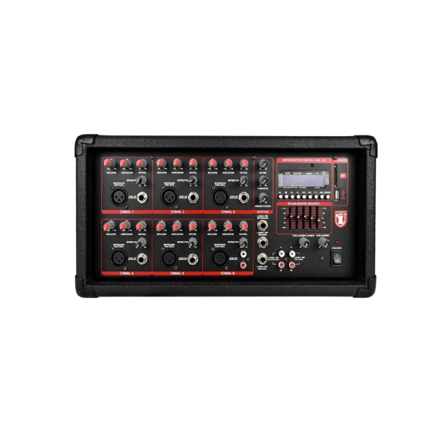 Amplificador De Audio Kaiser MIX-2306DUSB 6 Canales Bluetooth